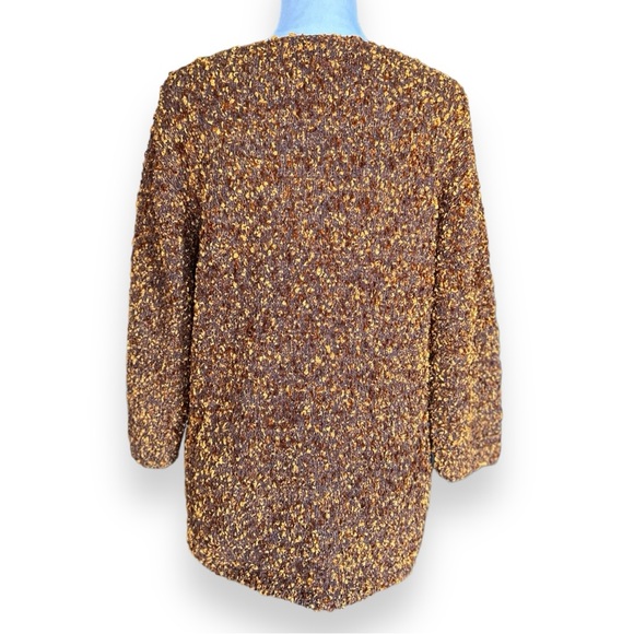 Ancora By Mary an Restivo Women's Brown and Gold Silk Long Sleeve Sweater SZE M - Picture 6 of 11